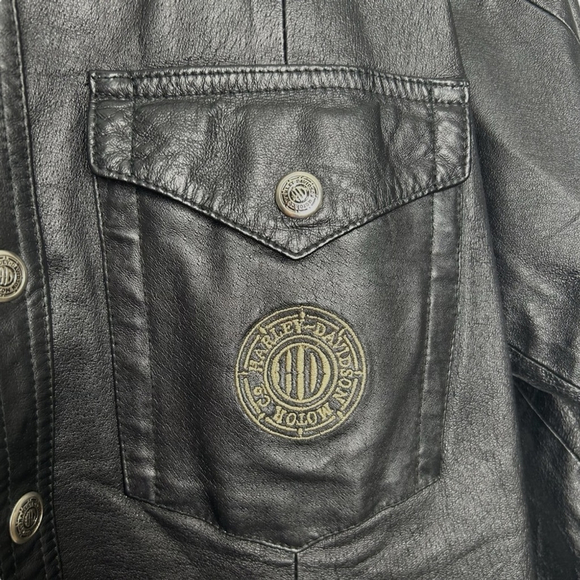 Harley Davidson Vintage Classic Leather Motorcycle Snap Jacket Women’s Medium - Picture 8 of 16